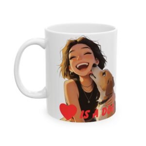 Dog Lover Ceramic Mug — I Love My Dog Illustrated Coffee Cup (11oz, 15oz)