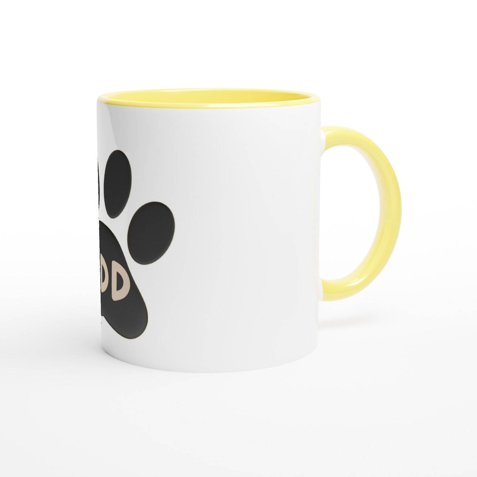 White 11oz Ceramic Mug with Color Inside Ceramic Yellow