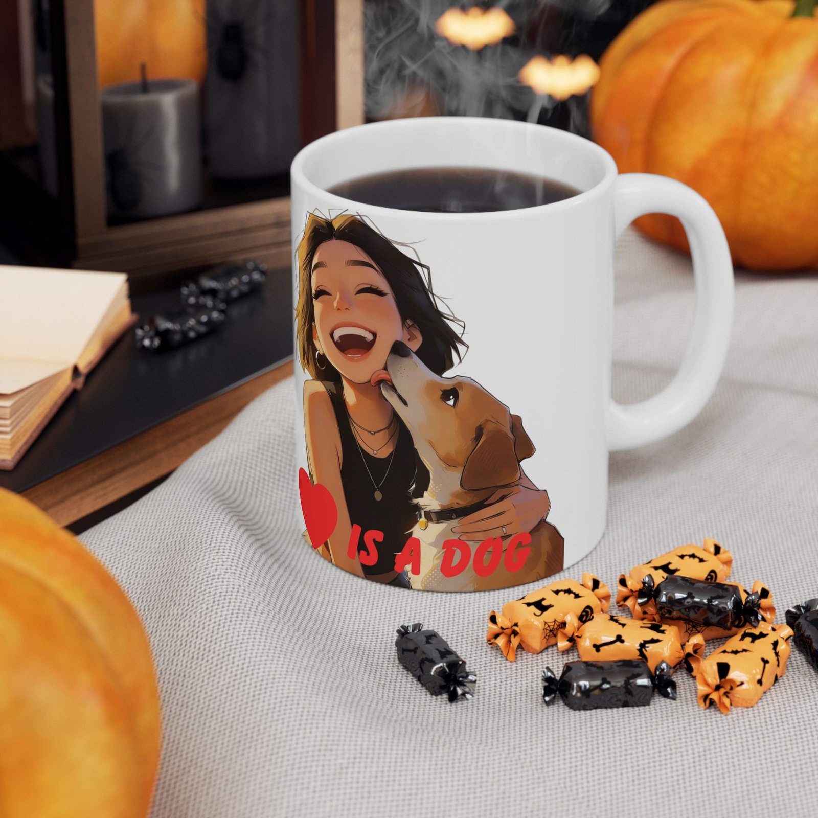 Dog Lover Ceramic Mug — I Love My Dog Illustrated Coffee Cup (11oz, 15oz) - Image 3