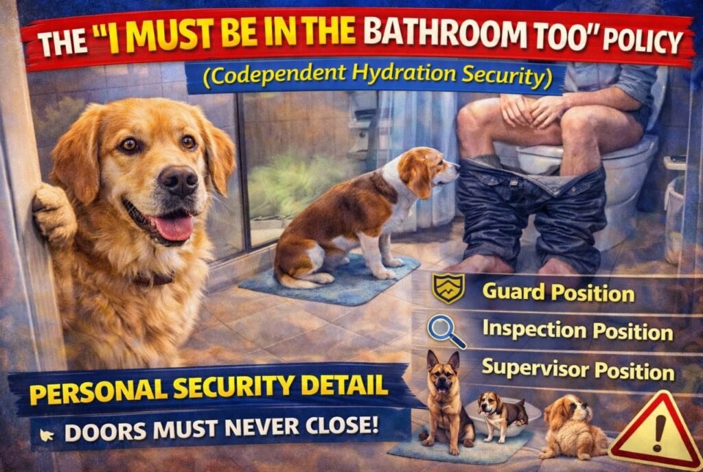 Dog's in the bathroom