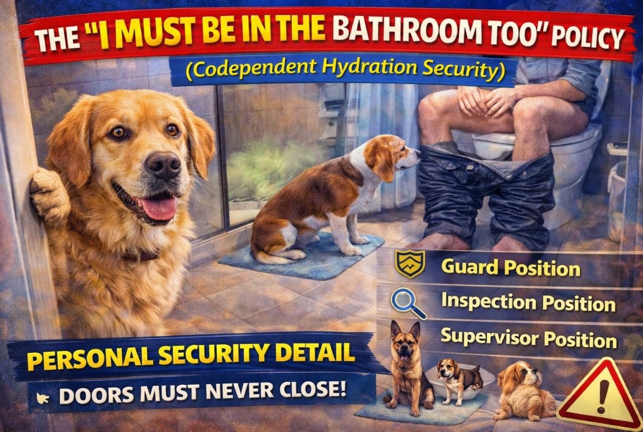 Dog's in the bathroom