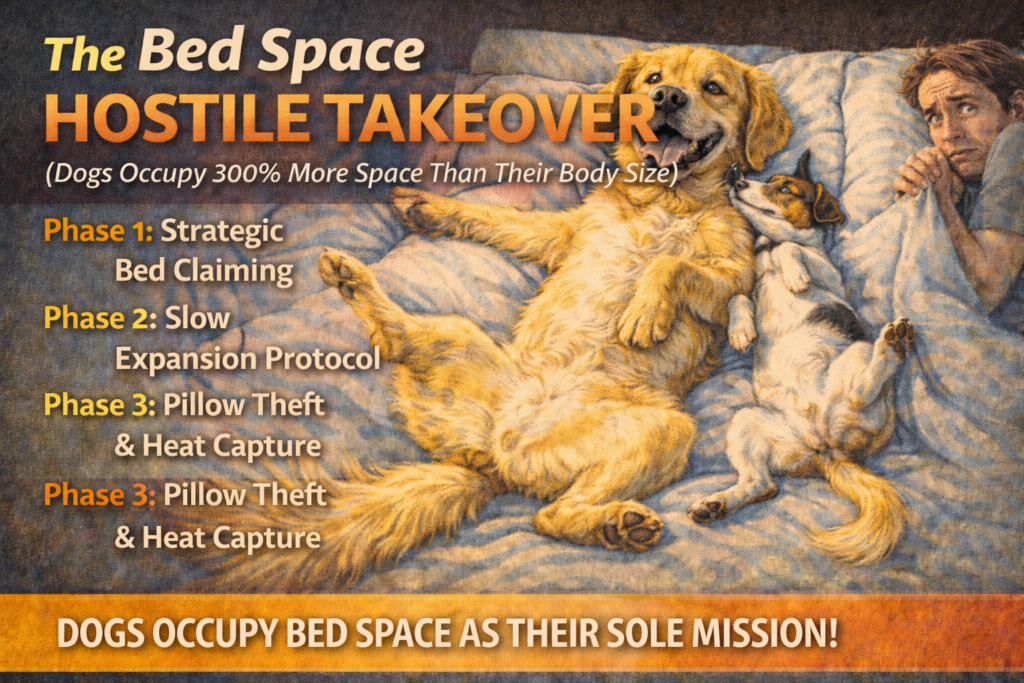 Dogs take over bed space fully